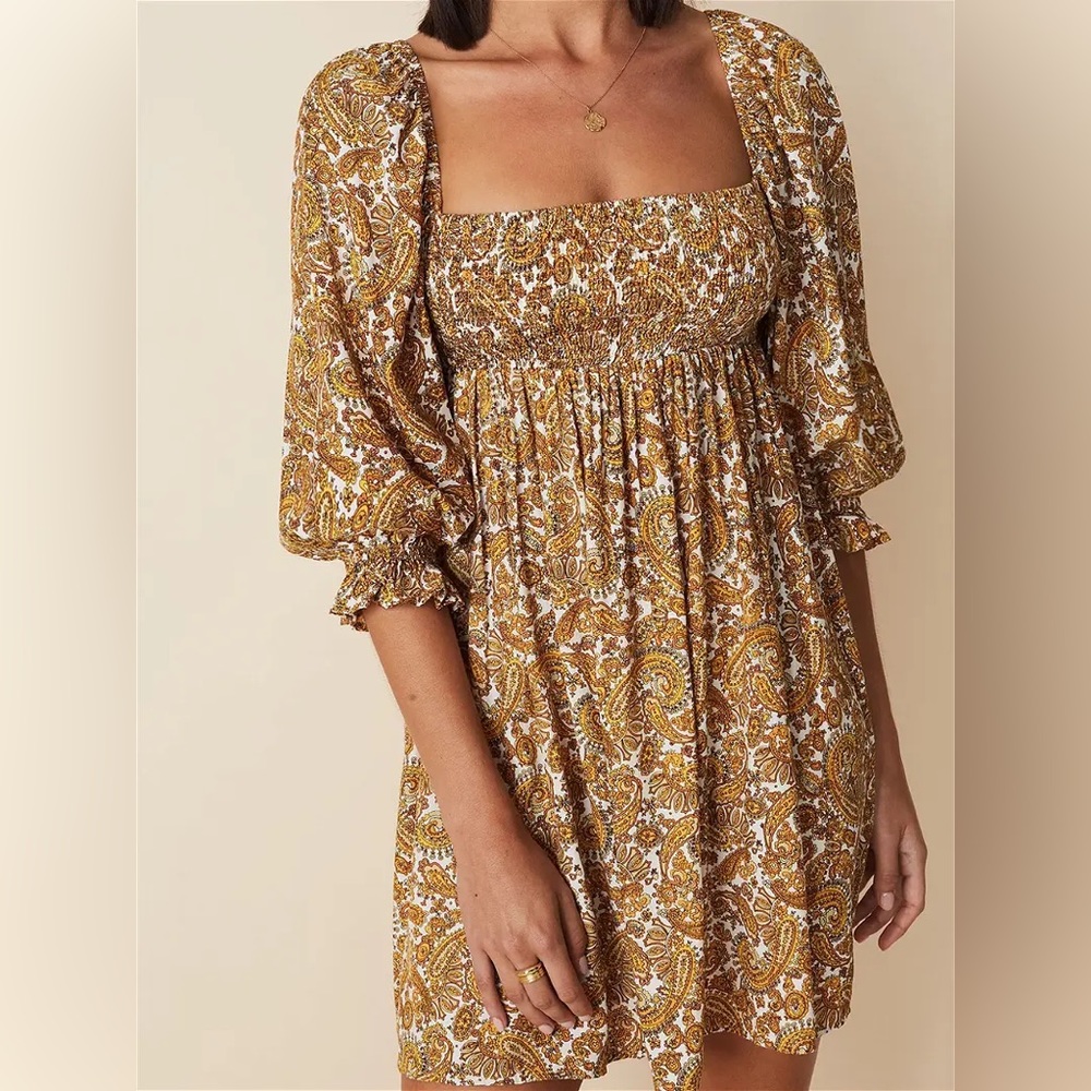 Faithfull the Brand Alina La Medina Paisley Print Mini Dress Sz XS / 2